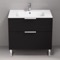 Matte Black Free Standing Bathroom Vanity, Modern, Chrome Handles, 32 Inch